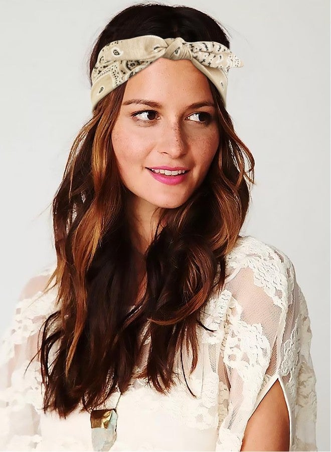 AIBFRID 6 Packs Bow Headbands for Women Girls Boho Bandana Headband Paisley Printed Head Bands for Women’s Hair Non Slip Cute Knotted Womens Hairbands Head Wraps Turban Hair Accessories - Image 4